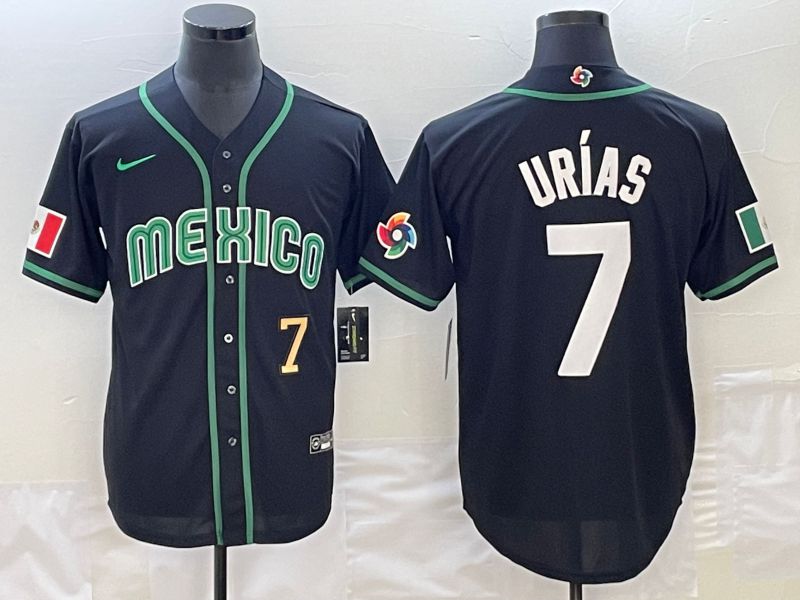 Men 2023 World Cub Mexico #7 Urias Black Nike MLB Jersey33